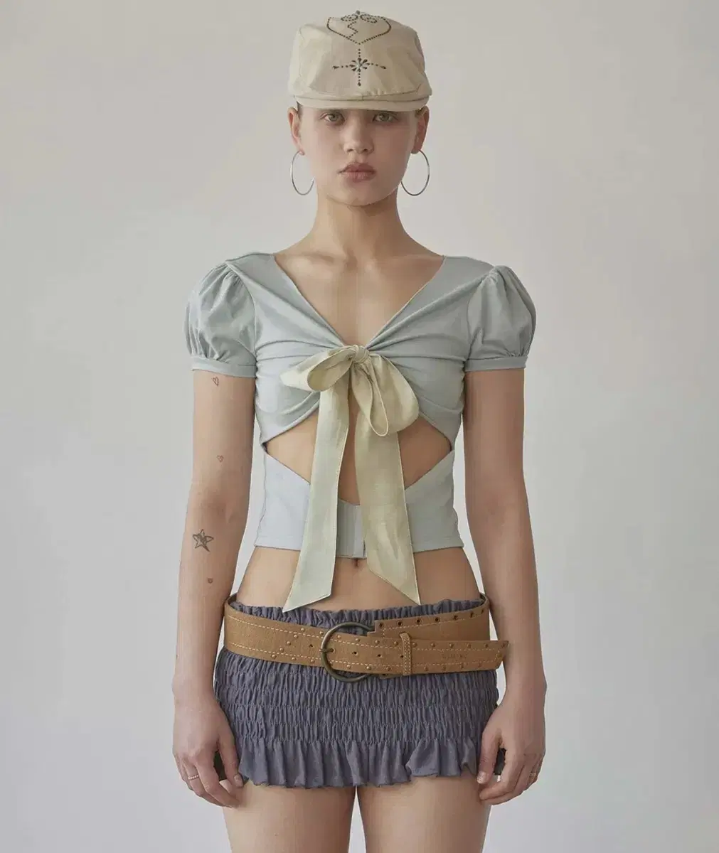 ★SCULPTOR★ Lace Trim Wrap Tee White SC24S261WH MUSINSA | SCULPTOR Lace Trim Wrap Tee White